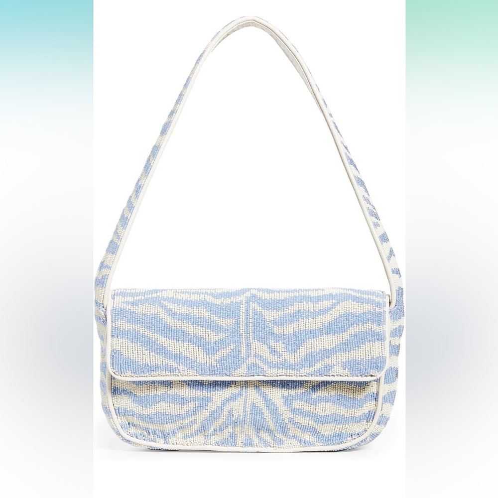 Staud Off White and Blue Tommy Bag with Zebra print